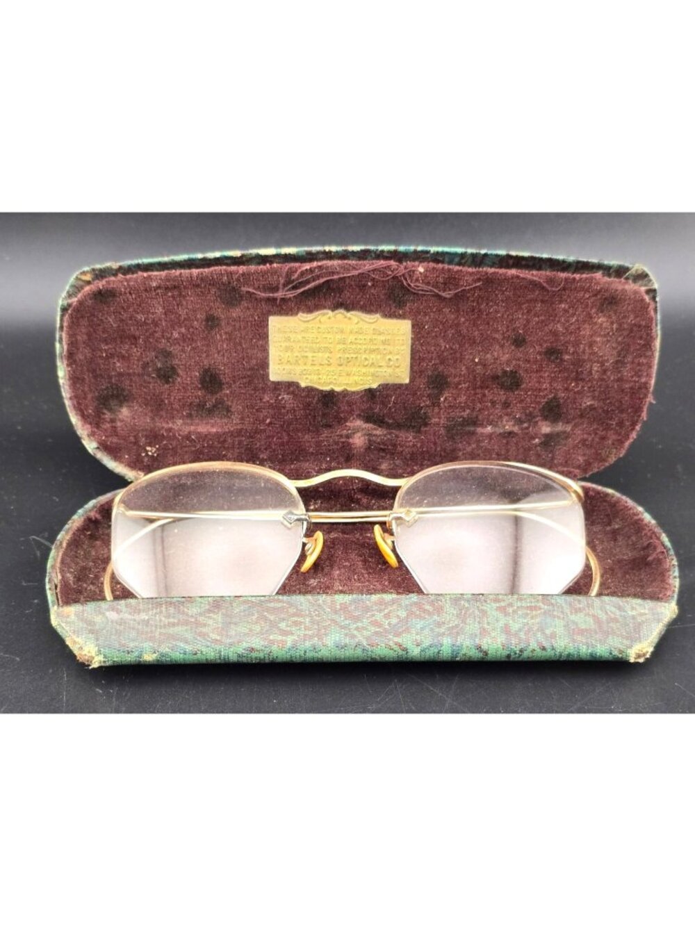 Vntg Bartels Optical Chicago Gold-Filled Wire Frame Glasses